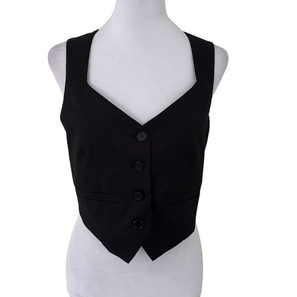 7 For All Mankind Women Black Button Front Vest - Size S - NWT - Picture 1 of 8